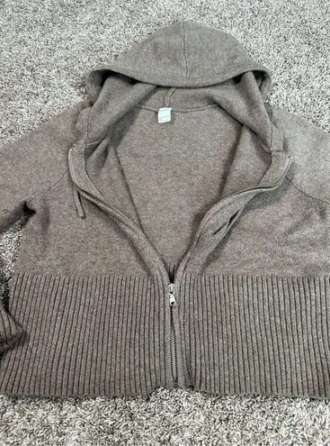 Gilly Hicks  Sweater Knit Zip-UP Hoodie Crop Light Brown Stretchy Soft Womens XXL