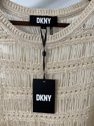 DKNY Sleeveless Open Knit Crew Neck Tank Vest Top