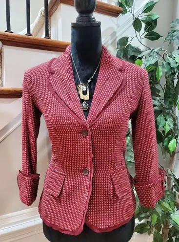 Kenneth Cole  Women Burgundy Polyester Single Breasted Long Sleeve Blazer Size 2