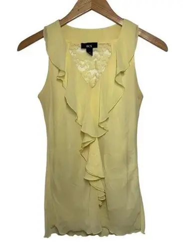 Vintage BCX Tank Blouse Women XS Yellow Ruffle Feminine Career Spring Y2K Spring