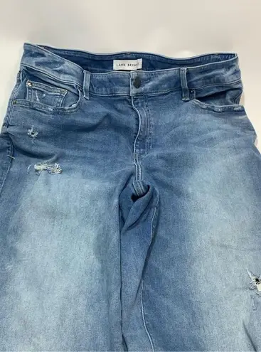 Lane Bryant  Women's Distressed High-Rise Girlfriend Straight Jeans Blue Size 14