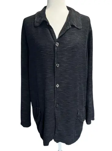 CP Shades San Francisco Cotton Rayon Button Front Shacket Jacket Black L