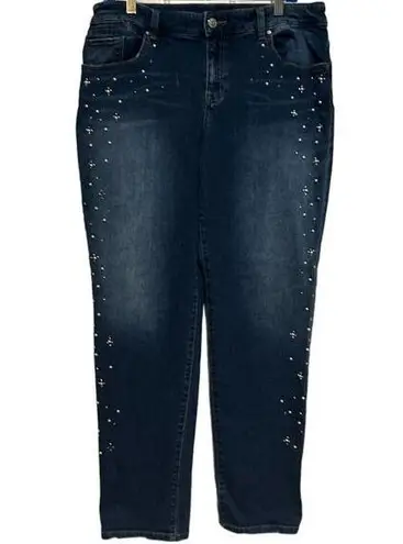 Chico's Chico’s Women's The Platinum Boyfriend Pearl Studded Jeans Size 2R Ankle = US 12