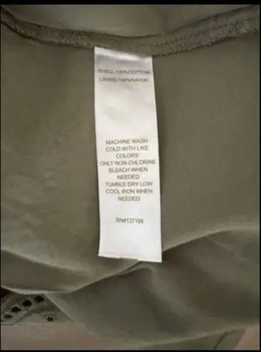 House of Harlow 1960 Cotton Eyelet Faux Button Front Dress in Olive. Size 10