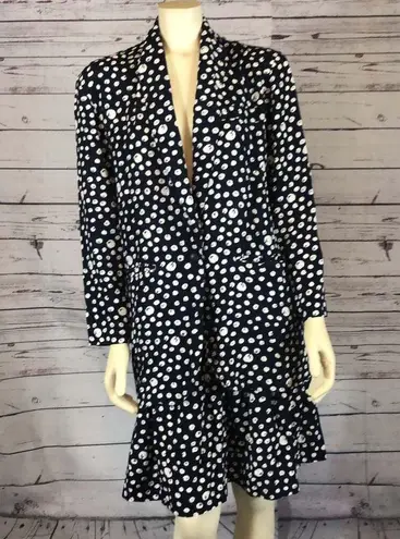 Vintage Studio by Michelle Stuart navy white Polkadot jacket & skirt size medium Blue
