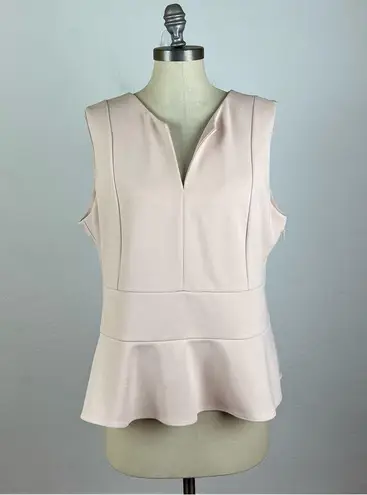 DKNY  Pink Sleeveless Peplum V Neck Top