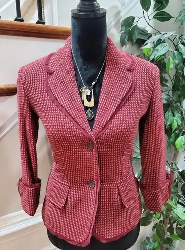 Kenneth Cole  Women Burgundy Polyester Single Breasted Long Sleeve Blazer Size 2