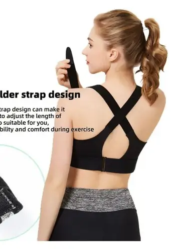 Sports Bras Women's Short Tank Top Zipper Front XL Adjustable Straps black gym