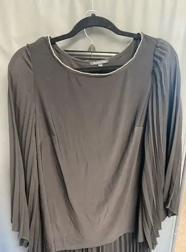 Marina Pleated Chiffon Round Neck Long Illusion Wing Sleeve 2