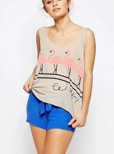 Wildfox  Dancing Flamingo Graphic Tank Top