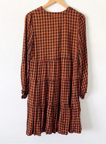 Maeve Anthropologie Amber Plaid Tiered Tunic Dress