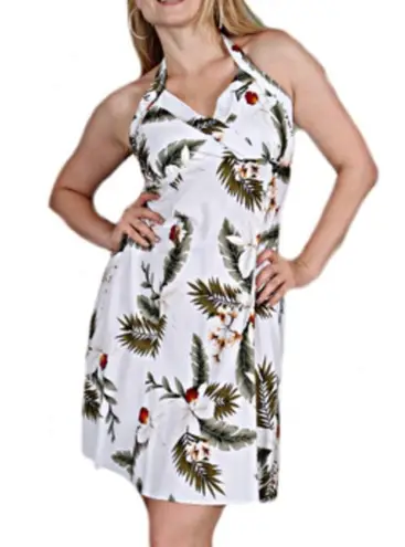 Palms Two Hawaiian Palm Print Halter Dress
