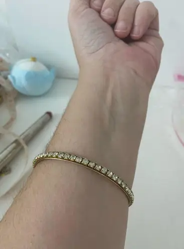 Boutique Rhinestone bangle bracelet gold tone