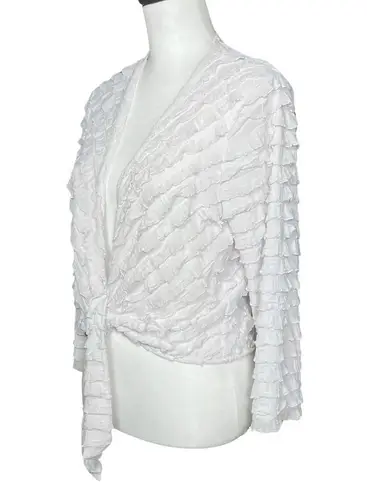 Vintage Y2K White Ruffle Tie Front Top Bolero. Size Large. Fairy, Whimsical