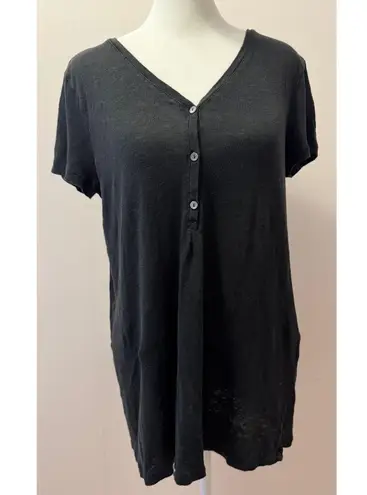 J. JILL 100% Linen Henley Style Shortsleeve Top T