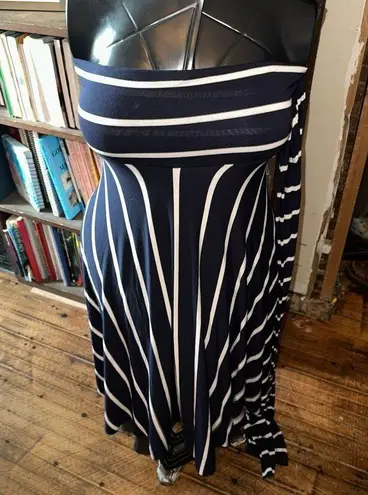 Elan  convertible navy & white striped knit S maxi skirt