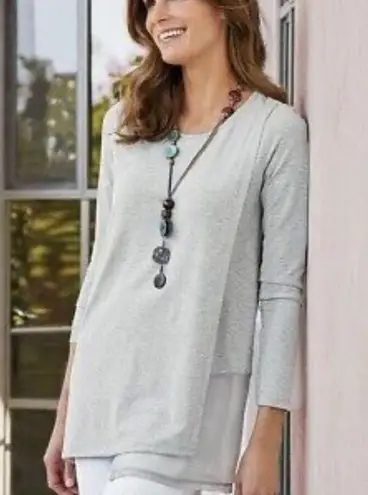 Soft Surroundings Teal Touch of Sheer Tunic Top, Women’s Large