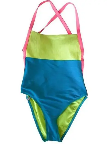 Body Glove Tati West Retro Colorblock Crisscross High One Piece Swimsuit Medium
