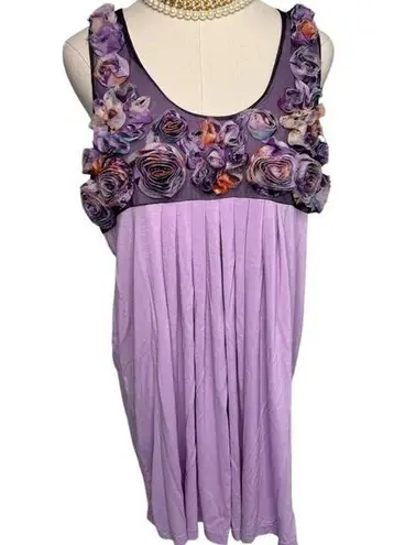 Y2K Seventh Avenue rosette flower long line tank top tunic purple size medium M