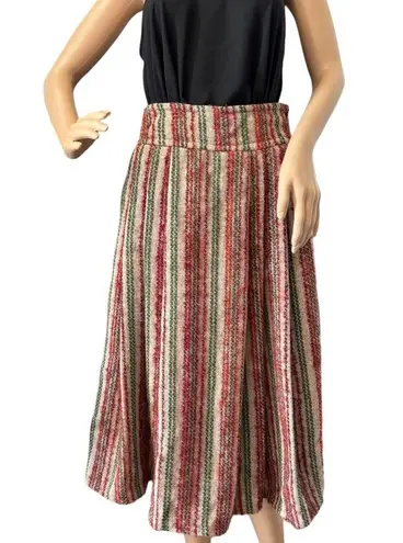 American Vintage  high waisted pleated boucle striped midi skirt size small