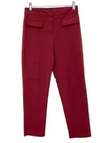 Mango  Womens Red Cropped Straight Cut Trouser Pants