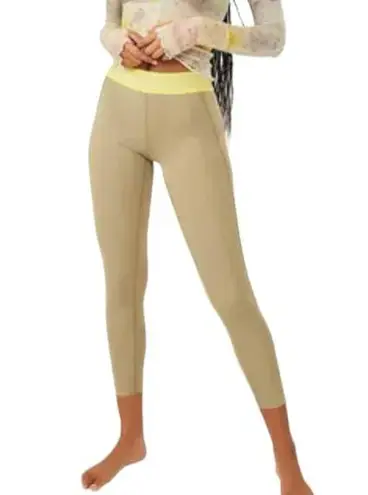 Free People Movement Taupe & Lime Green Endurance Tight size Small