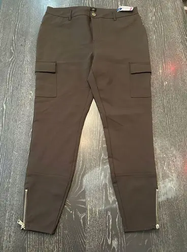 River Island Cargo Pants Brown Nylon Unisex Size 14 Elastic Waist