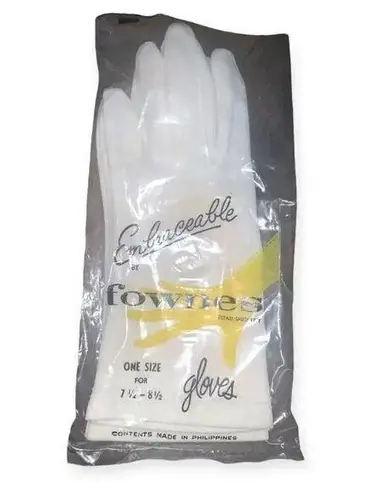 Vintage Ladies White Gloves Fownes Nylon Double Woven 50s 60s New Dead Stock