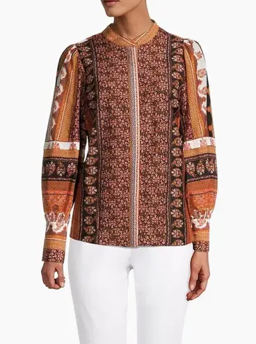 NWT Kobi Halperin Amy Printed Silk Blouse, Size L New w/Tag Retail $398 SOLD OUT Size L