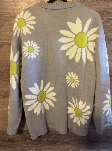 NEOITY Flower Knit Sweater Unisex One Size Mid Century Mod Stylers Harry Style Gray