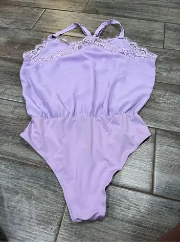 White Birch  Boutique Purple Satin Bodysuit Size Medium