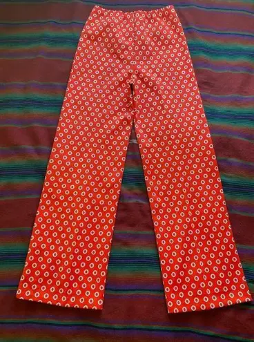 American Vintage VTG 70’s Vermillion & White circle Slacks! Rare! Elastic waist. 26/30. OOAK.