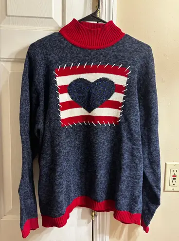 Tiara International Vintage Navy and Red Americana heart Sweater
Size Medium