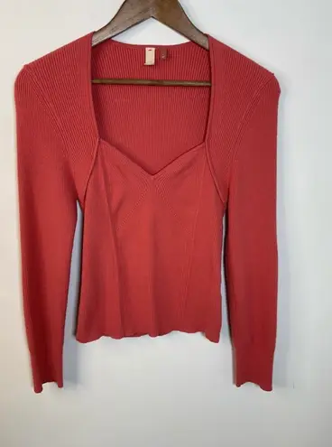 Pilcro Anthro Salmon Pink Ribbed Top Size Medium