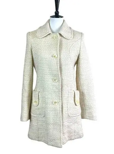 Marvin Richards Women’s Coat Jacket Tweed Cream Gold Metallic Size Medium