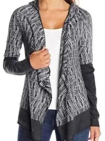 prAna Graceful Open Wrap Hooded Moonrock Cardigan in Grey Size S