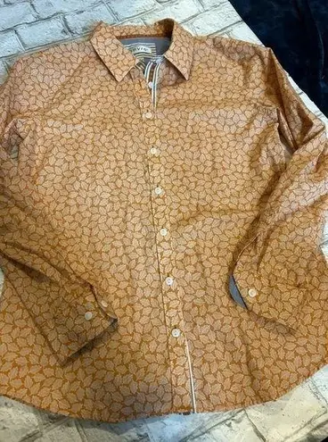 Orvis Women’s  Orange Leaf Button Up Long Sleeve Shirt Size 8