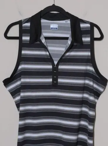 Callaway  Black and White Striped Shirt Golf Sleeveless Polo V-Neck Collar XL