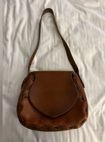 Vintage Leather Western Brown Leather Cowboy Shoulder Bag Purse Hippie Festival