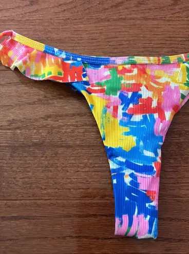 Aurelle Swim NWT Aurelle high leg cheeky multicolor scrunch bikini bottoms - M