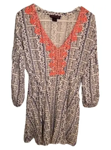 Rock & Roll Cowgirl Boho Dress White Geometric