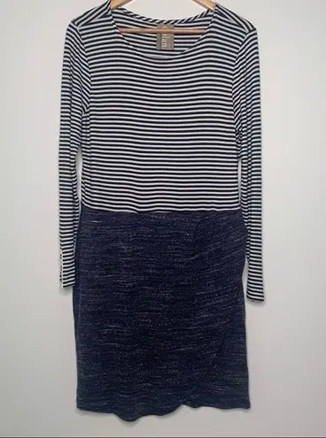 Dolan Anthropologie Left Coast Collection Navy Stripe Long Sleeve Dress Large Blue