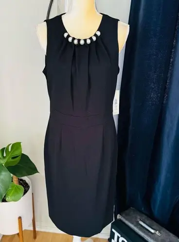 Eliza J Faux Pearl Sleeveless Shift Dress Classic Little Black Dress Size 12 NWT