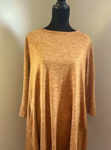 Riah Fashion Orange Hacci Sweater Knit Dress, Pockets, Size XL