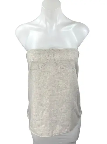 We Wore What Women's Beige Sleeveless Strapless Zip Bandeau Tube Tank Top Size 0