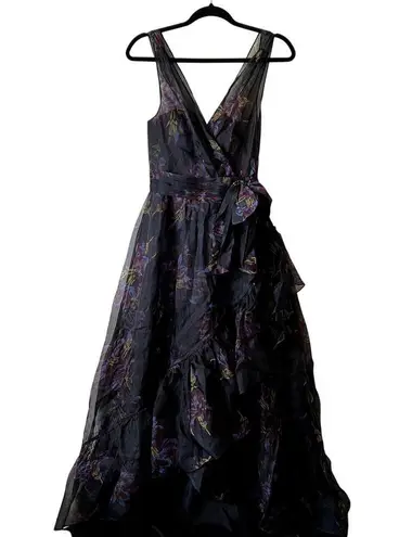 Cinq à Sept Cinq a sept maxi organza dress Bow size 6 black purple C0