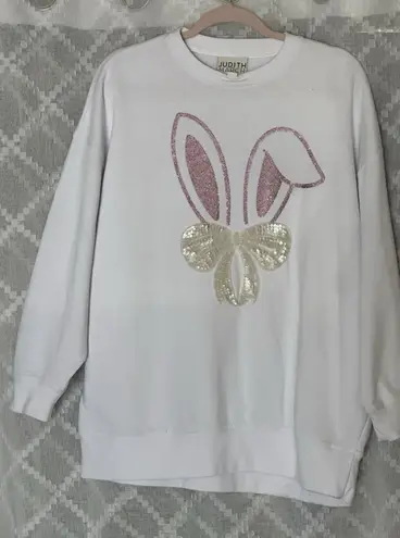 Judith March Holiday Bling Pullover Medium Coquette Glam Sequins Rhinestones