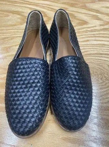 Nisolo Flats Women's 8 Black Leather Slip On Braided Low Top Round Toe Loafer S8