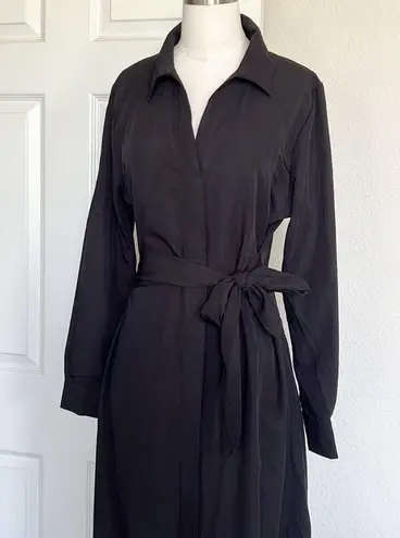 NWT LBLC The Label Amara Tie Front Collared Dress Black Size M