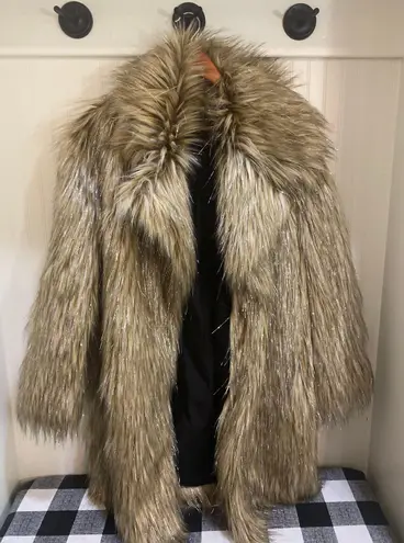 Badgley Mischka Priscilla Long Hair Faux Fur Coat